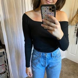 Nasty gal Black Asymmetrical Black Bodysuit